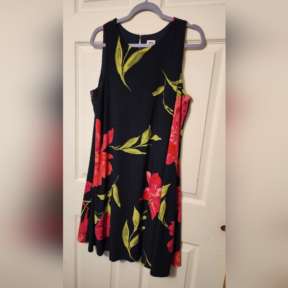 Anne Klein Black & Red Floral Dress